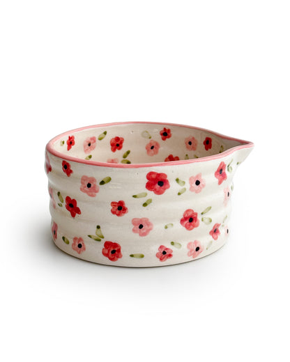 Pink Floral Matcha Bowl